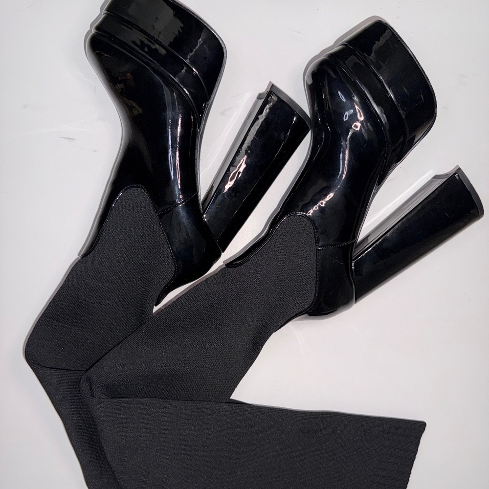 Fitted Over The Knee Platform Boots